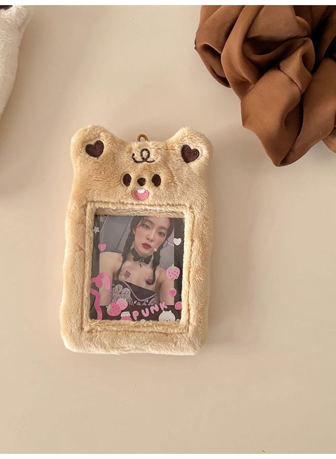 xozgdovg Japanese Korean style plush card holder keychain cute nis Polaroid student High-looking meal card bag pendantCute plush card holder [brown bear]] Cute plush card holder [brown bear]] 