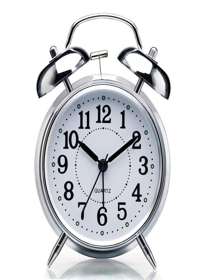LAVI Vintage Twin Bell Table Top Alarm Clock: Add a Nostalgic Touch to Your Home Décor- Silver - Image 1