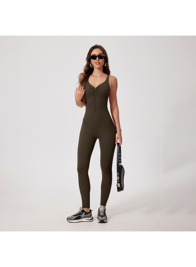 Zipper Scrub Naked Tight Yoga Jompon Outdoor Sports Jompon Quick-drying Running Fitness Suit - Image 3