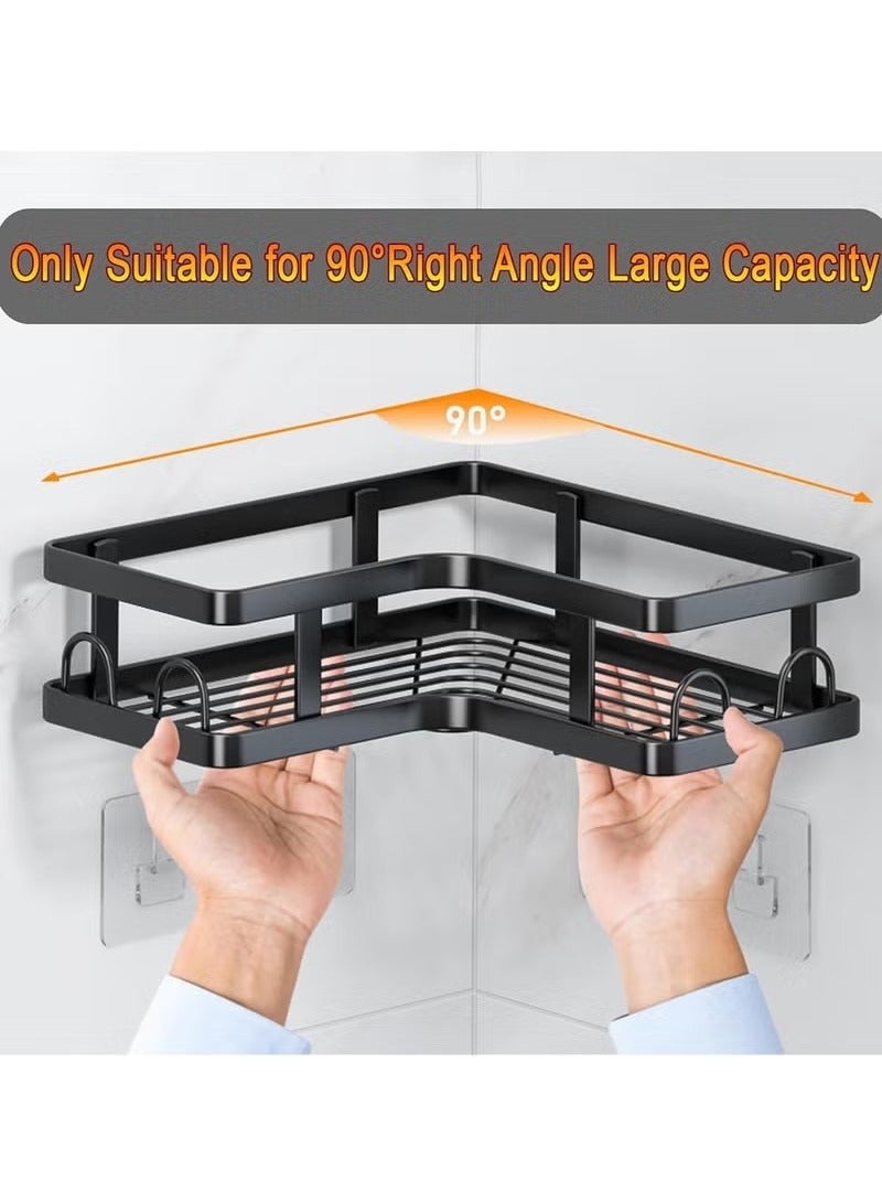 Beauenty Corner Shower Caddy 5 Pack, Adhesive Shower Organizer, Shower Rack with 16 Hooks, Large Capacity, Rustproof Stainless Steel Shower Shelf for Inside Shower & Bathroom Storage&Home Decor, Black - Image 4