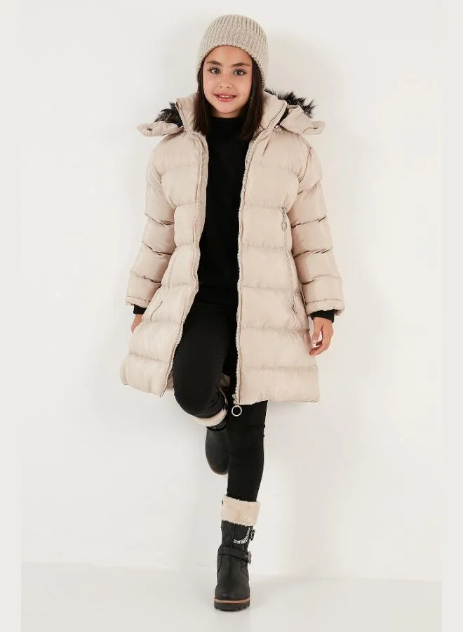 Lela Lela Plush Lined Faux Fur Collar Detachable Hooded Winter Coat for Girls 5766038