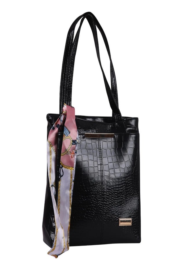 Dcozi Women Fashion Handbags Tote Purses Stylish Ladies Women and Girls Handbag for Office Bag Ladies Travel Shoulder Bag TB12 (Black) - Image 2