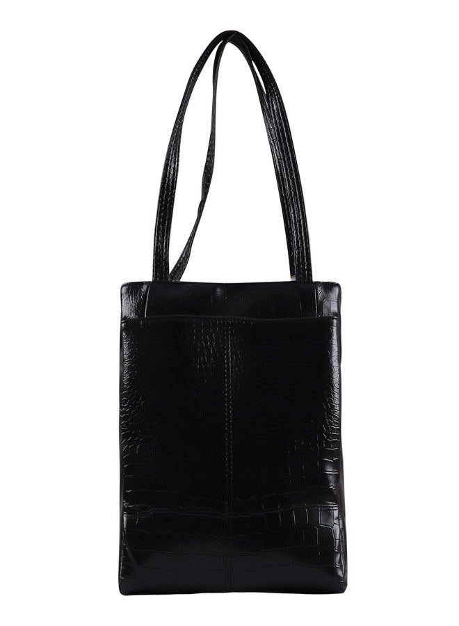 Dcozi Women Fashion Handbags Tote Purses Stylish Ladies Women and Girls Handbag for Office Bag Ladies Travel Shoulder Bag TB12 (Black) - Image 4