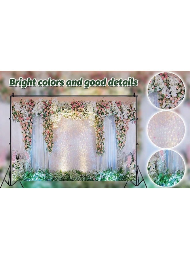 shensu Vinyl 10x8ft Wedding Backdrops for Photography White Stage Curtain Decorated with Pink Rose Flowers Photography Background Adults Portrait Parties Anniversary Decor Photo Studio Props - Image 4