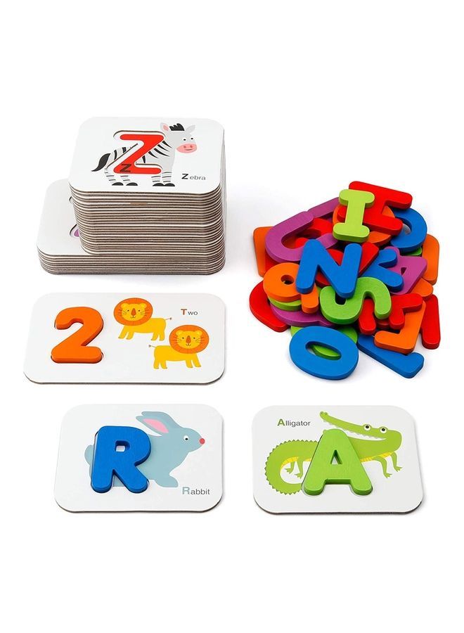 نيبمينينت لعبة أحجيات قطع تركيب خشبية لمطابقة الحروف والأرقام على شكل حيوانات - Image 1