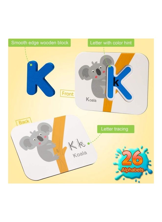 نيبمينينت لعبة أحجيات قطع تركيب خشبية لمطابقة الحروف والأرقام على شكل حيوانات - Image 4