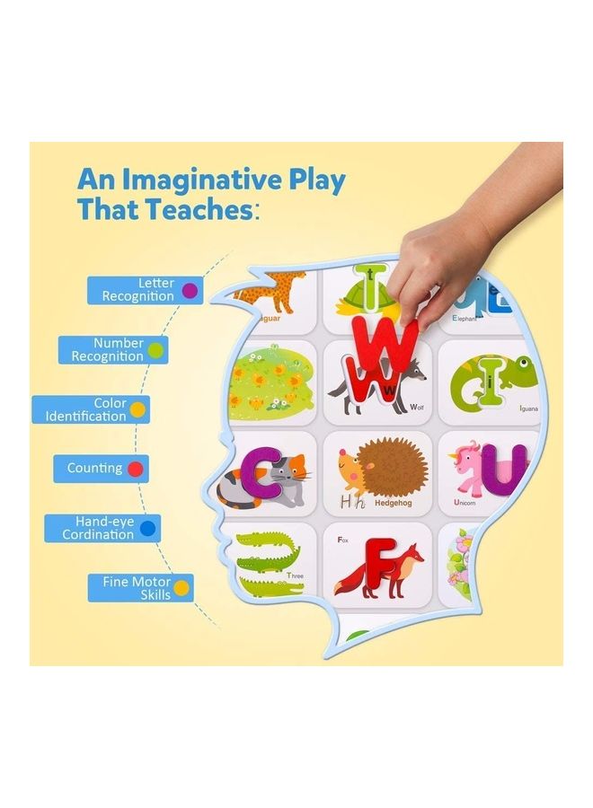 نيبمينينت لعبة أحجيات قطع تركيب خشبية لمطابقة الحروف والأرقام على شكل حيوانات - Image 3