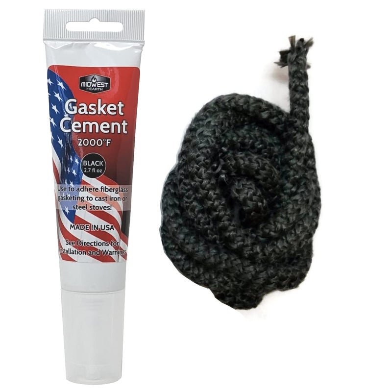 Midwest Hearth Midwest Hearth Wood Stove Replacement Gasket Kit for Woodburning Stoves  Graphite Impregnated Fiberglass Gaskets and Adhesive 38 x 84 Rope  - Image 1