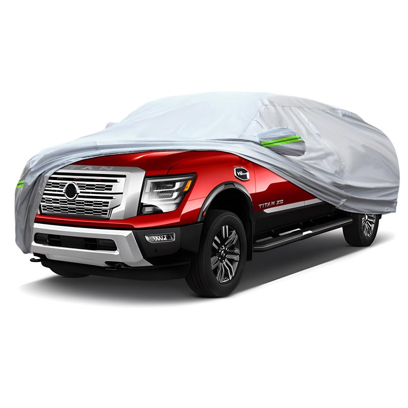 QUYDDC Full Car Cover Universal 6 Layers Outdoor Thicked All Weather Cover Sunshield Waterproof Snow Proof UV Proof Scratch Proof Bird Droppings 6 Reflective Strips Fits Pickups up 230260