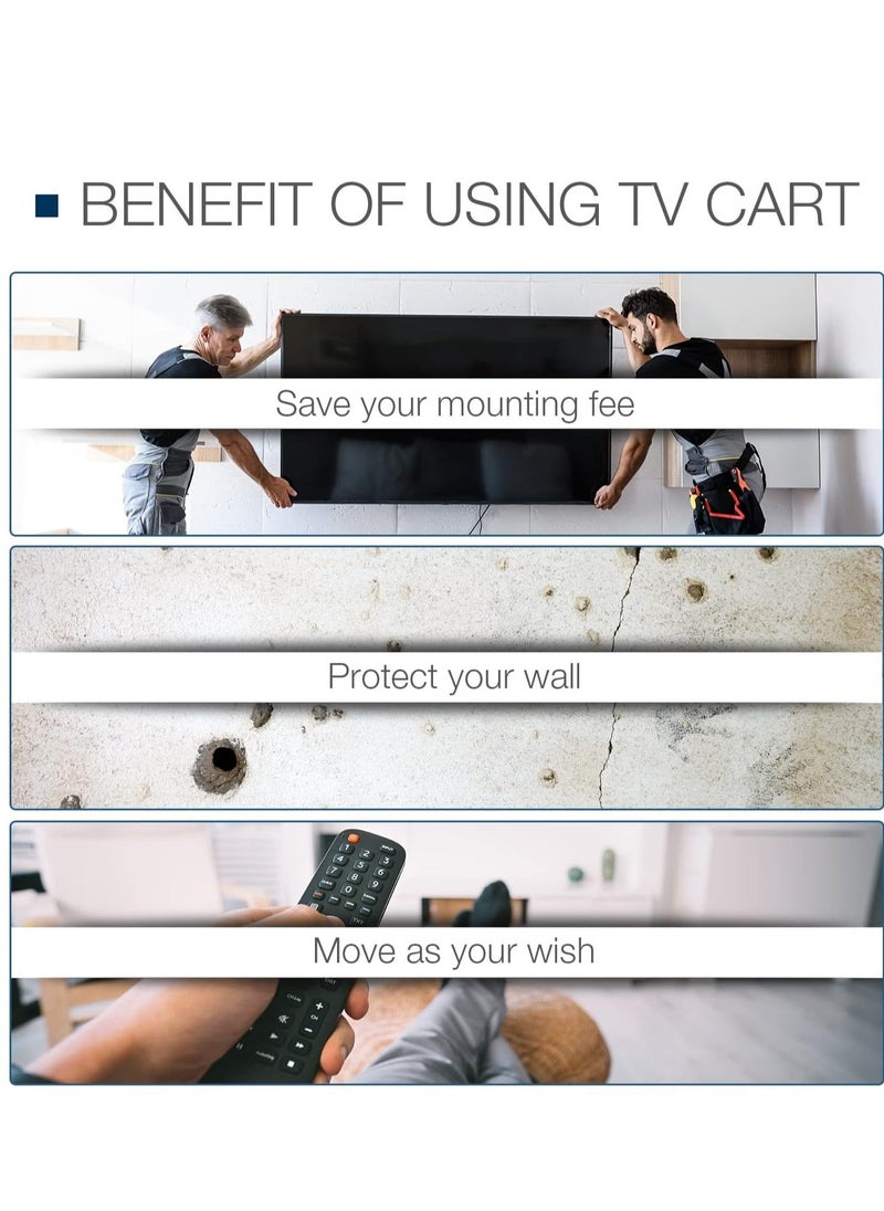 HYX حامل تلفاز محمول HYX - حامل أرضي متحرك لتلفزيونات 32-75 بوصة، ارتفاع قابل للتعديل، تصميم أنيق - Image 5