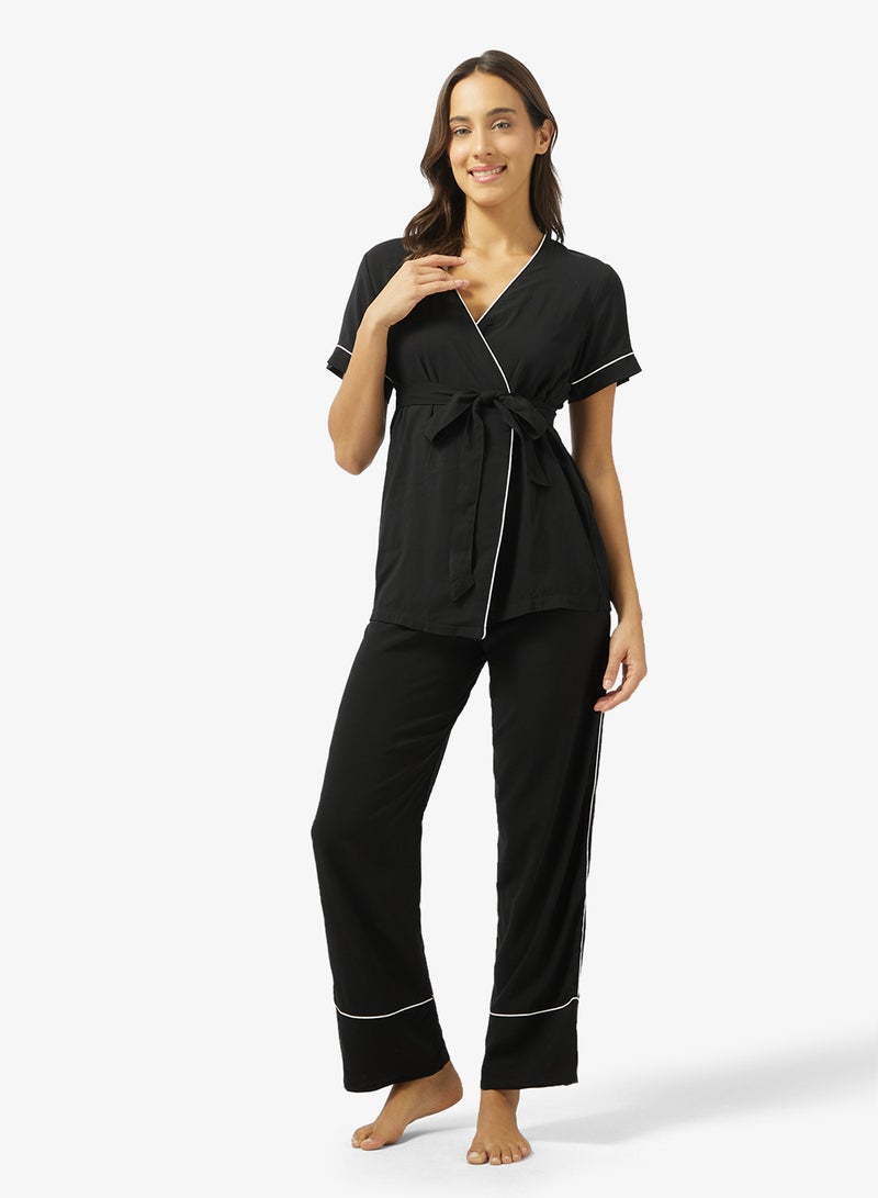 Ginger Relaxed Wrap Shirt and Pyjama Set - Image 1