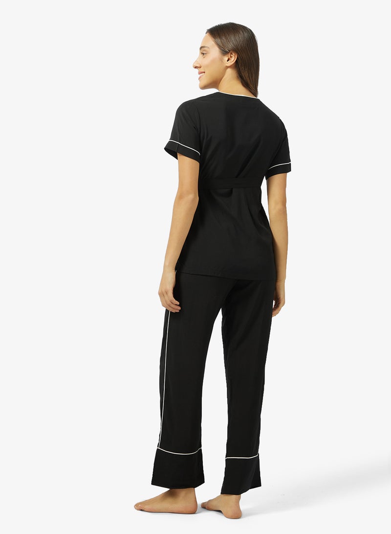 Ginger Relaxed Wrap Shirt and Pyjama Set - Image 2