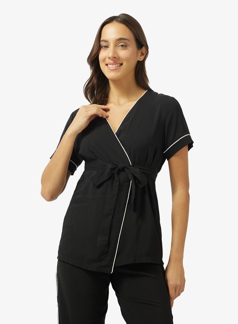 Ginger Relaxed Wrap Shirt and Pyjama Set - Image 3