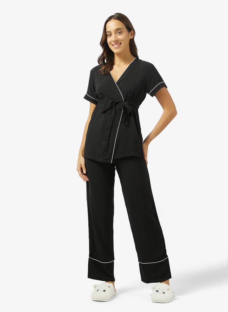 Ginger Relaxed Wrap Shirt and Pyjama Set - Image 5