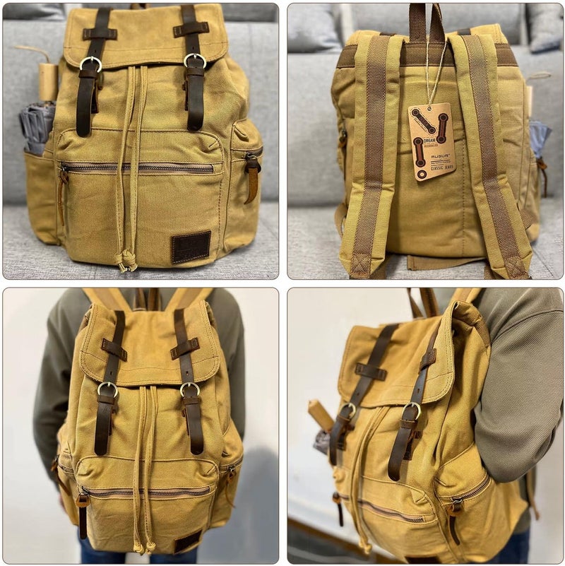 AUGUR High Capacity Canvas Vintage Backpack - for Camping Hiking Travel 12-17" Laptop - Image 5