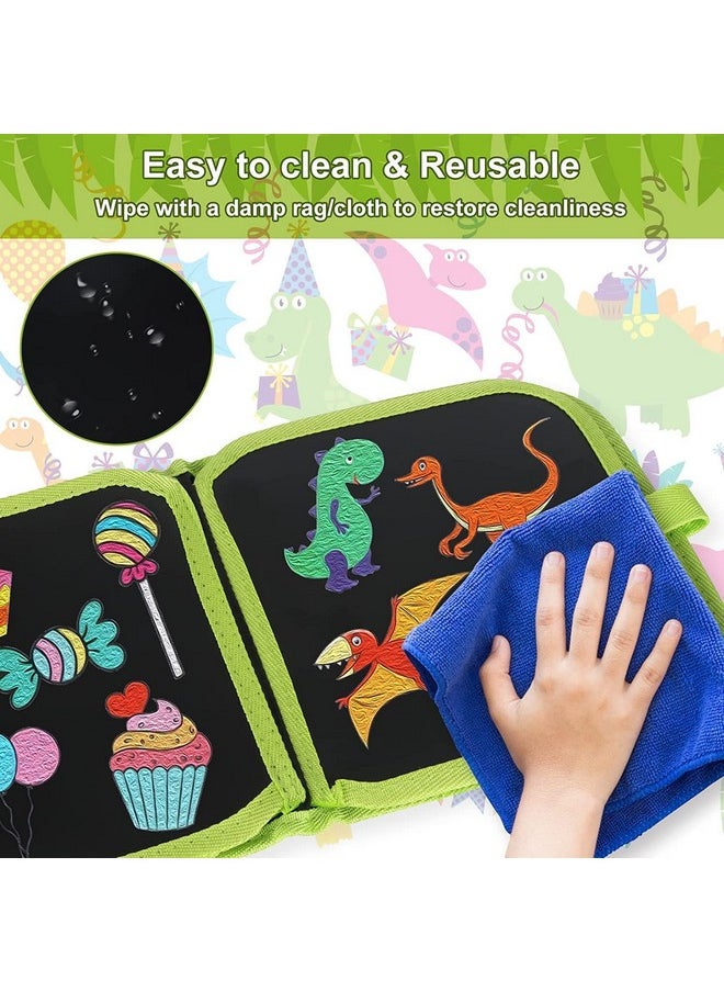 ArtBee ArtBee Erasable Doodle Drawing Book - 6 Sheets Double-Side Kids Draw Slate for Colouring Sketching Painting Toy Writing Boards Children Scribbler Pad with 4 Water-Soluble Chalk Markers (Off White)  - Image 5
