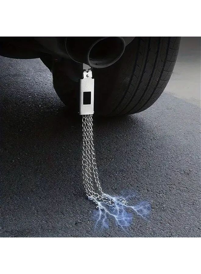 Silvery Car Anti Static Belt Adjustable Metal Grounding Strap for Vehicle Tire - Image 2