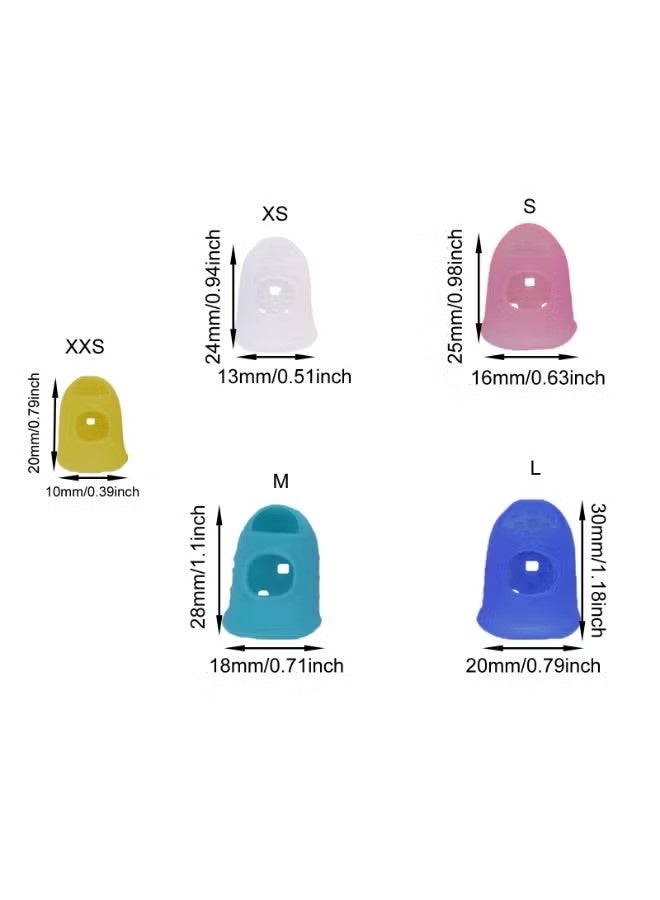 50pcs Guitar Silicone Finger Protector,Color Fingertip Protection Covers Caps in 5 Sizes for Beginner Playing Ukulele Electric Guitar and 6 Guitar Picks - Image 3