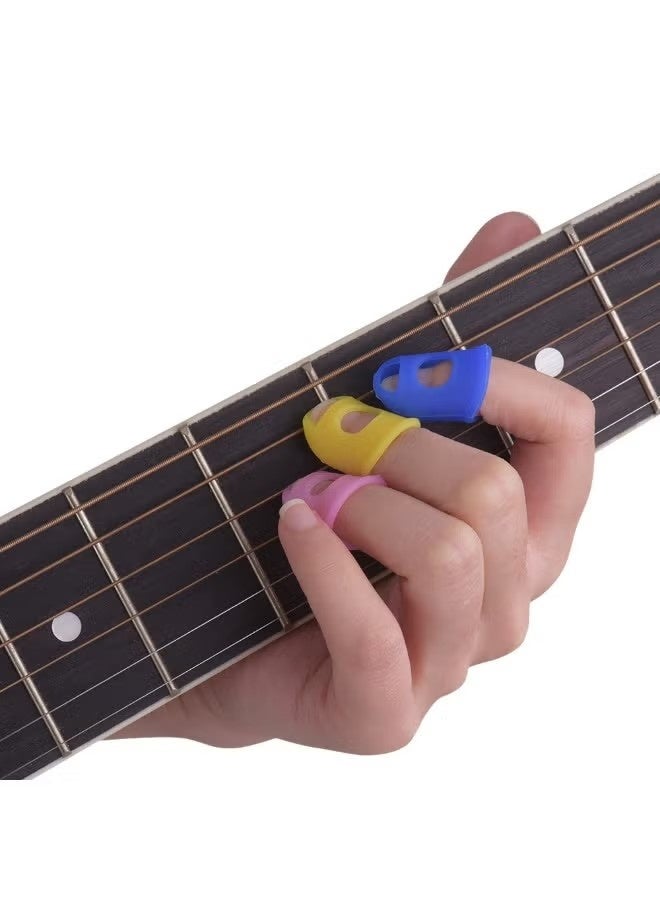 50pcs Guitar Silicone Finger Protector,Color Fingertip Protection Covers Caps in 5 Sizes for Beginner Playing Ukulele Electric Guitar and 6 Guitar Picks - Image 4