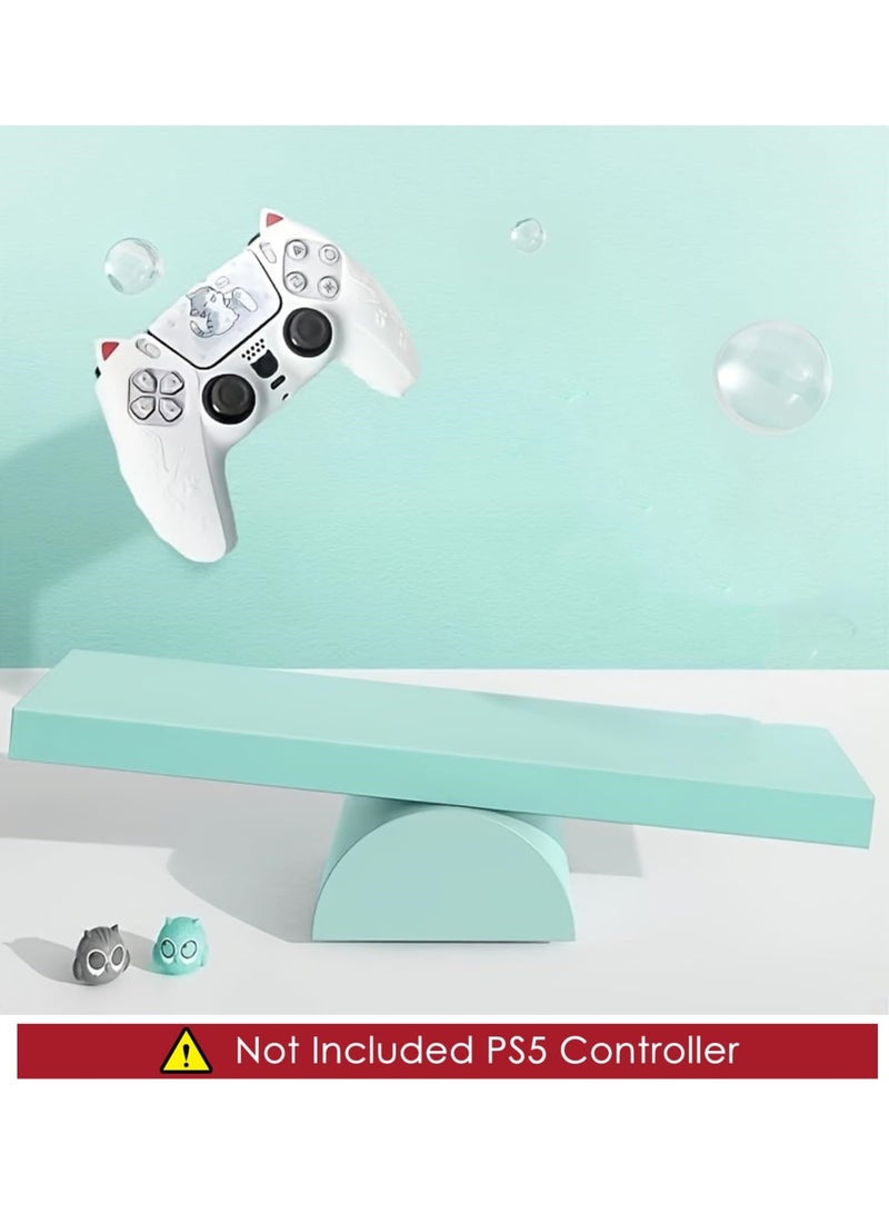 Kiboule Cute Cat Paw PS5 Controller Skin Set,Anti-Slip Silicone Protective Cover Skin Case for PS5 Wireless Controller with 2 Thumb Grip Caps and 1 Sticker - White  - Image 3