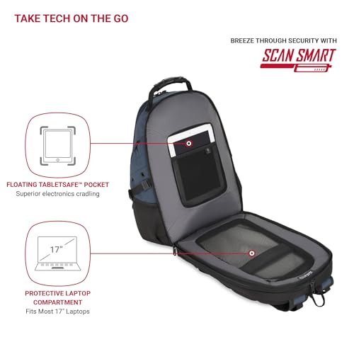 SWISSGEAR حقيبة ظهر لابتوب SwissGear 1900 Scansmart TSA 17 بوصة، توت، 19 بوصة - Image 2
