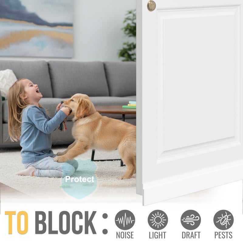 SYIPO Door Draft Stopper for Huge Gapï¼Œ3" W x 39" L Adjustable Widened Under Door Seal for Exterior/Interior Doorsï¼ŒUnder Door Draft Blocker Soundproof/Insulator Door Sweep Weather Strippingï¼Œ1 Pack White - Image 4