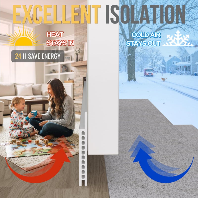 SYIPO Door Draft Stopper for Huge Gapï¼Œ3" W x 39" L Adjustable Widened Under Door Seal for Exterior/Interior Doorsï¼ŒUnder Door Draft Blocker Soundproof/Insulator Door Sweep Weather Strippingï¼Œ1 Pack White - Image 3