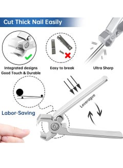 SYOSI Nail Clippers for Men Thick Toenails, 13mm Wide Jaw Opening, Toenail Clippers with Sharp Curved Blade, Heavy Duty Fingernail Clipper for Seniors Elderly, Button Lock, Silver, Birthday, Holiday Gift  - Image 2