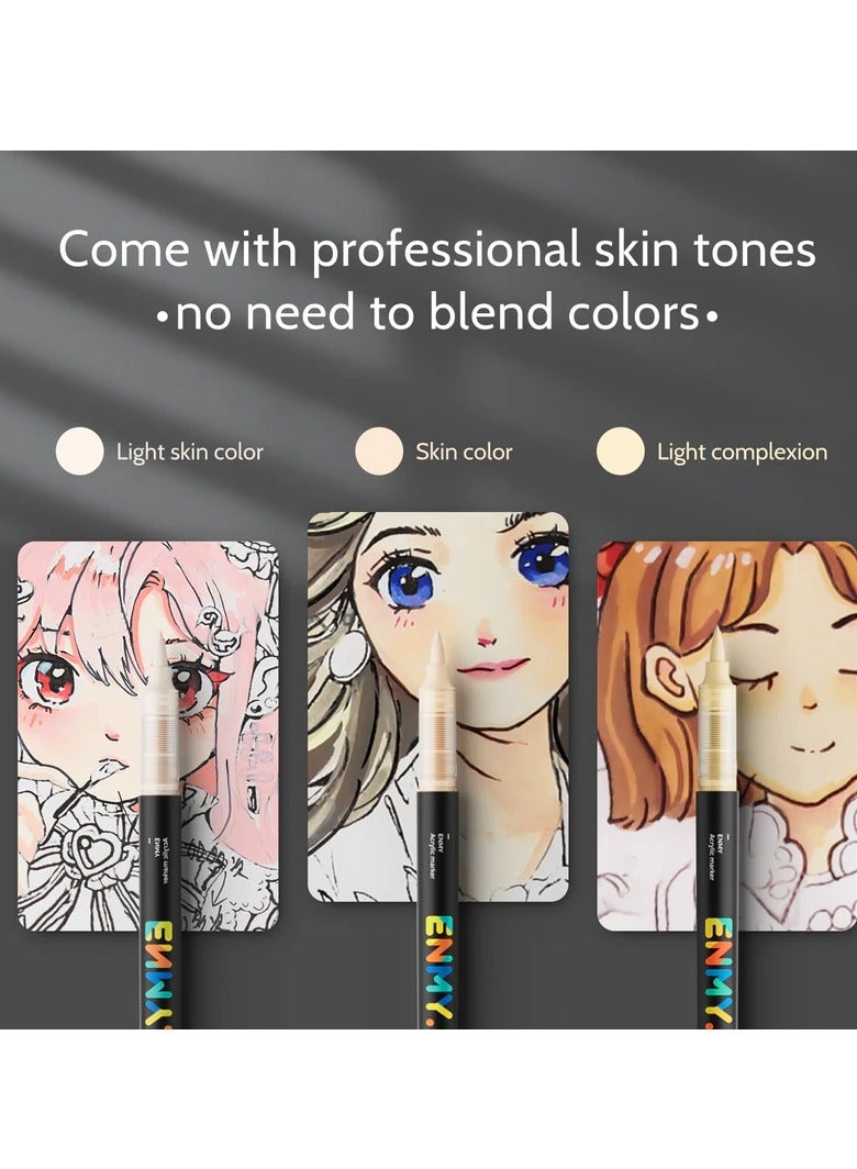العدو أقلام أكرليك ENMY بـ 36 لونًا – ماركرز أكريليك سائل مباشر للقماش، الخشب، الزجاج، الصخور، والهدايا – ألوان نابضة، تدفق حبر سلس، ظلال لون البشرة – مثالي للفنانين وهواة الحرف اليدوية - Image 2