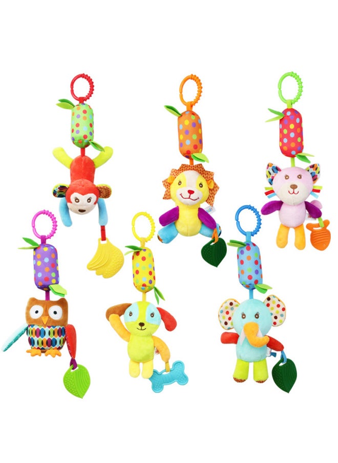 Elephant Monkey Owl Wind Chimes Baby Stroller Hanging Toys 0-1 Years Old Plush Bell Teether Animal Bed Hanging-Specifications:skk Owl Wind Chime  - Image 4