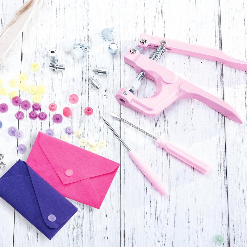 LBTEE Plastic Snap Fastener Kit, Plastic and Metal Snap Buttons with Snaps Pliers Set, 270 Sets Resin and Metal Snap Buttons for Sewing and Crafting (Pink) - Image 2