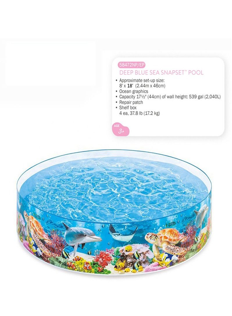 Arabest حمام سباحة للأطفال حمام سباحة للأطفال باللون الأزرق العميق مقاس 8*18 بوصة - Image 3