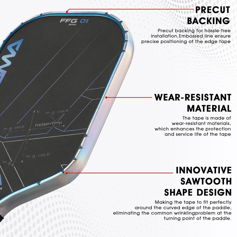 PICKLETECH شريط حماية حافة مضرب بيكلبول AMA Sport LaserEdge - تصميم مذهل يتغير لونه - واقي حافة رأس المضرب - يتناسب تمامًا مع الحافة المنحنية - بدون تجاعيد - Image 3
