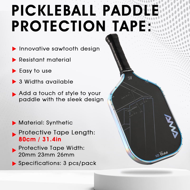 PICKLETECH شريط حماية حافة مضرب بيكلبول AMA Sport LaserEdge - تصميم مذهل يتغير لونه - واقي حافة رأس المضرب - يتناسب تمامًا مع الحافة المنحنية - بدون تجاعيد - Image 4