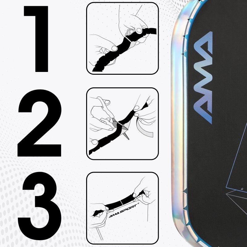 PICKLETECH شريط حماية حافة مضرب بيكلبول AMA Sport LaserEdge - تصميم مذهل يتغير لونه - واقي حافة رأس المضرب - يتناسب تمامًا مع الحافة المنحنية - بدون تجاعيد - Image 5
