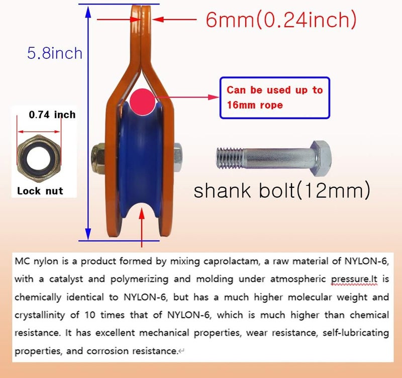 SSACK Store Snatch Block for Winches Synthetic Rope Snatch Pulley Block Max Load 29,000 lbs (Orange) - Image 3