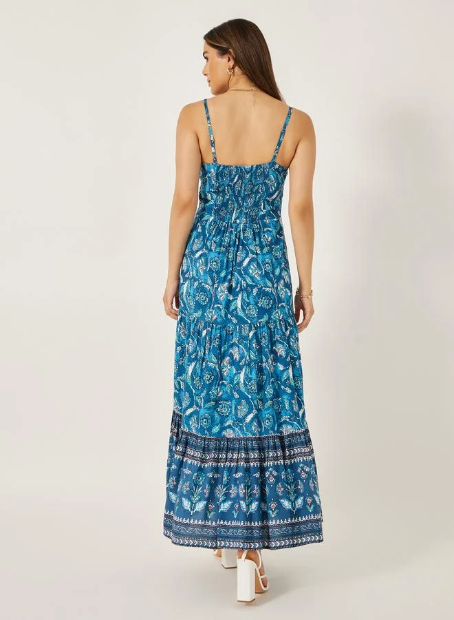 Styli Floral Print Maxi Dress