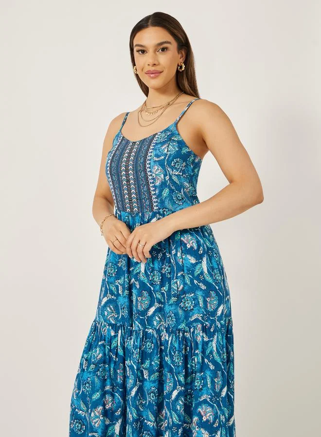 Styli Floral Print Maxi Dress