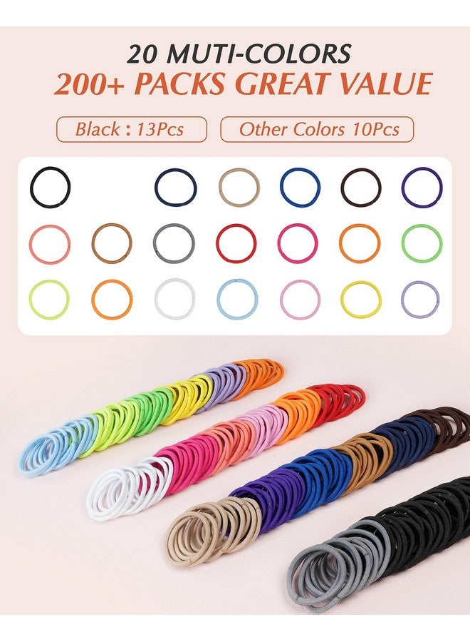 MoHern 203 Pieces Hair Ties No Damage, 4Mm Hair Bands, 20 Colors Elastic Hair Ties For Thick Hair, Medium Size Ponytail Holders For Women And Girls - Image 2