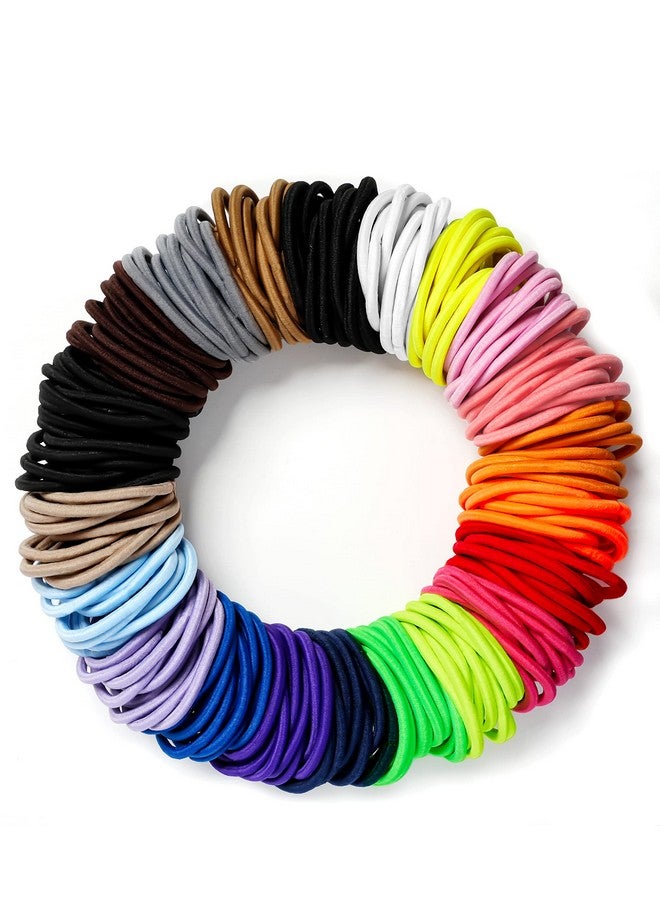 MoHern 203 Pieces Hair Ties No Damage, 4Mm Hair Bands, 20 Colors Elastic Hair Ties For Thick Hair, Medium Size Ponytail Holders For Women And Girls - Image 1