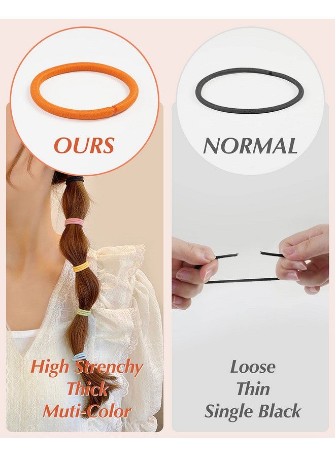 MoHern 203 Pieces Hair Ties No Damage, 4Mm Hair Bands, 20 Colors Elastic Hair Ties For Thick Hair, Medium Size Ponytail Holders For Women And Girls - Image 4