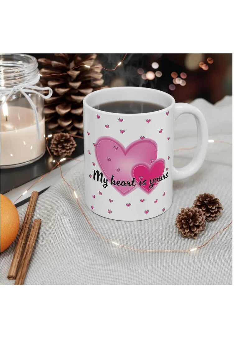 RYN Valentine's Day Mug 11oz - Love Gift for Her, Cup with Hearts, Romantic Coffee Mug, Anniversary Present, Valentine Decor - Image 1