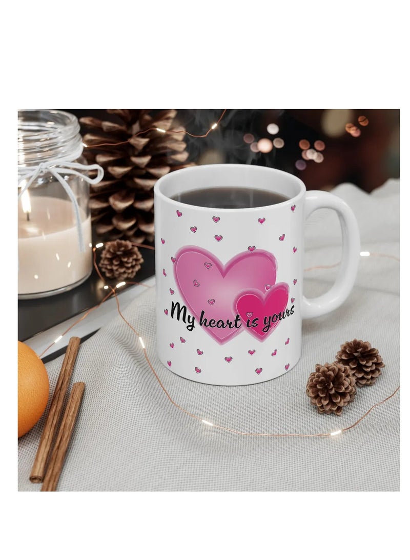 RYN Valentine's Day Mug 11oz - Love Gift for Her, Cup with Hearts, Romantic Coffee Mug, Anniversary Present, Valentine Decor - Image 5