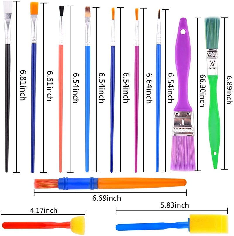 KABEER ART Set of 15 Paint Brushes and Foam Brushes of Various Sizes for Painting - Image 5