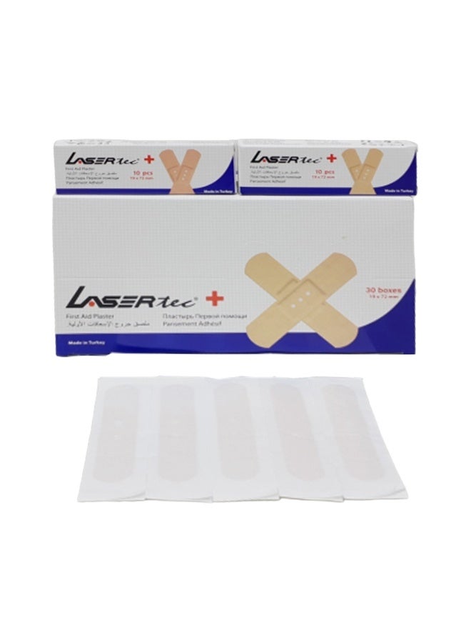 Lasertec Tex First Aid Plaster Set – Assorted Shapes & Sizes, 10-Piece Box - Image 1