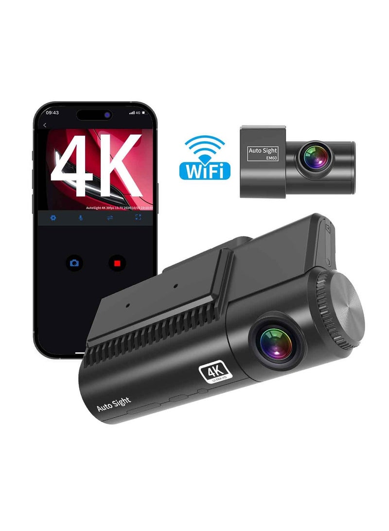 داش كام اوتو سايت 4K واي فاي عدسة أمامية وخلفية رؤية واضحة ليلية - Image 1