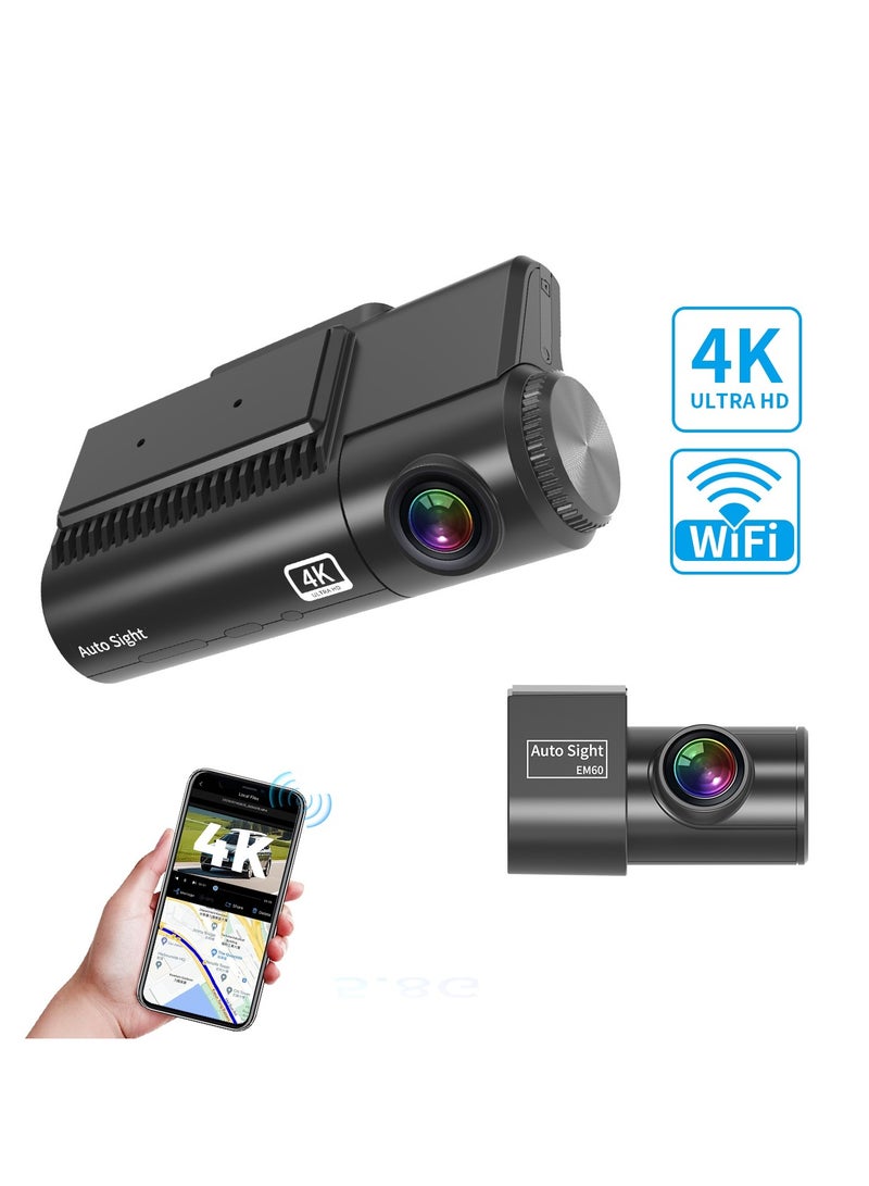 داش كام اوتو سايت 4K واي فاي عدسة أمامية وخلفية رؤية واضحة ليلية - Image 2