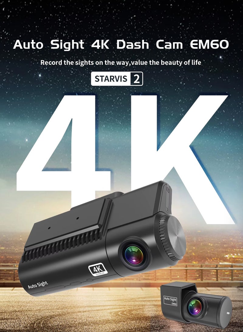 داش كام اوتو سايت 4K واي فاي عدسة أمامية وخلفية رؤية واضحة ليلية - Image 3