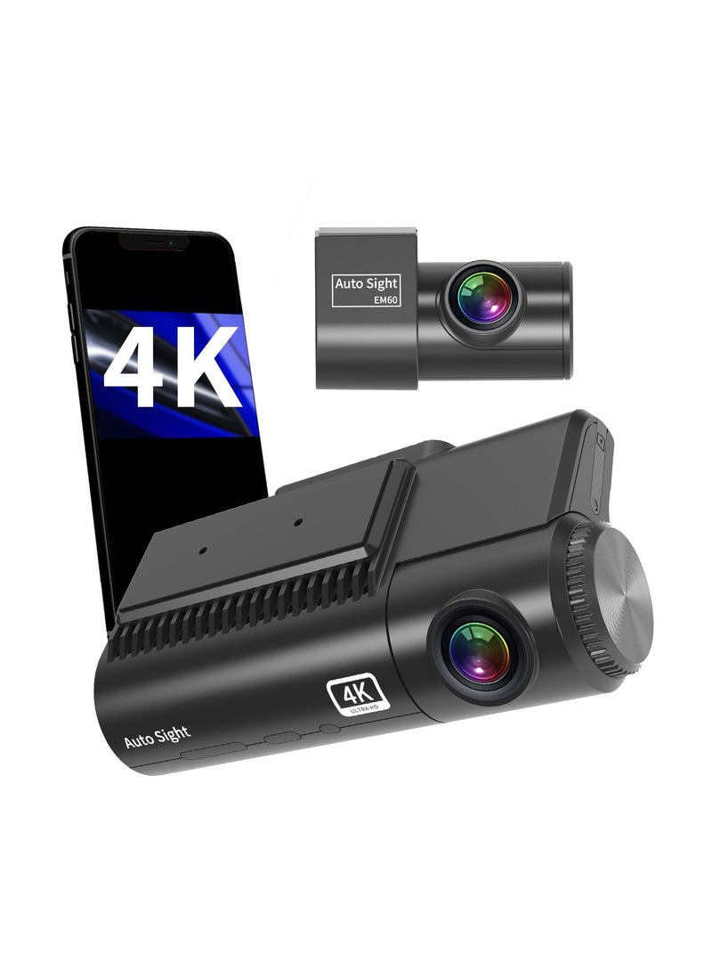 داش كام اوتو سايت 4K واي فاي عدسة أمامية وخلفية رؤية واضحة ليلية - Image 4