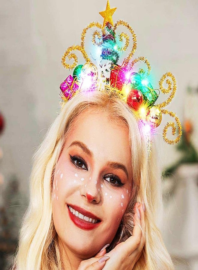 GORTIN Christmas Light up Headband LED Christmas Ball Headpiece Glowing Hair Band Xmas Holiday Hair Accessories for Women - Image 3